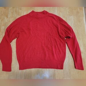 EUC VINTAGE Crystal-Kobe red Funnel neck sweater top shirt blouse